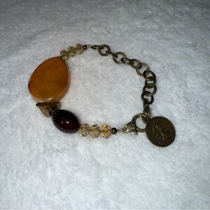 Costume Boutique Gold and Brown Charm Bracelet